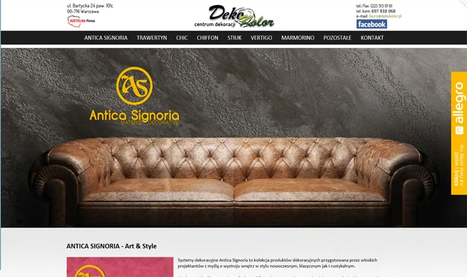 Antica Signoria website design