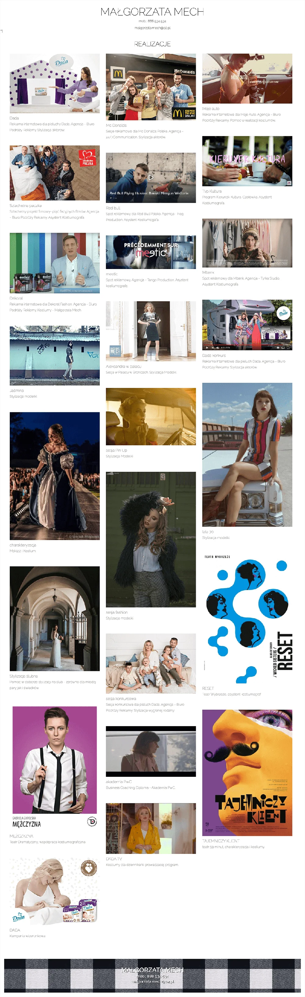 Project of the website malgorzatamech.pl