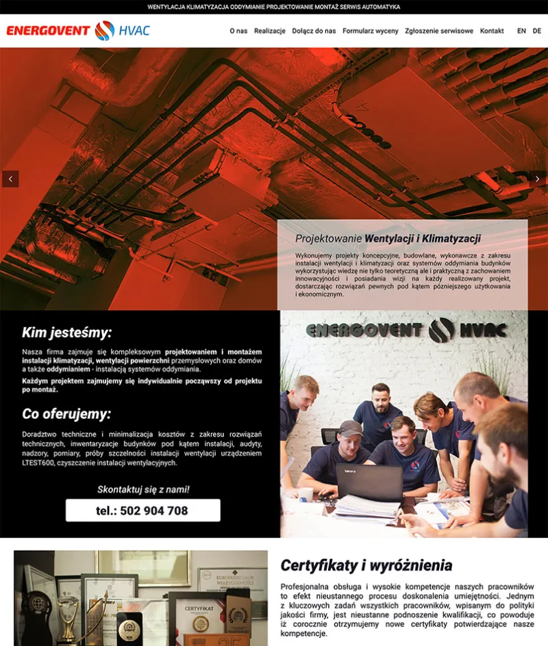 Energovent website design