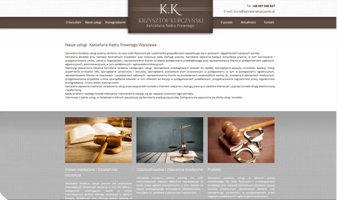 Project of the website Kancelariakupczynski.pl
