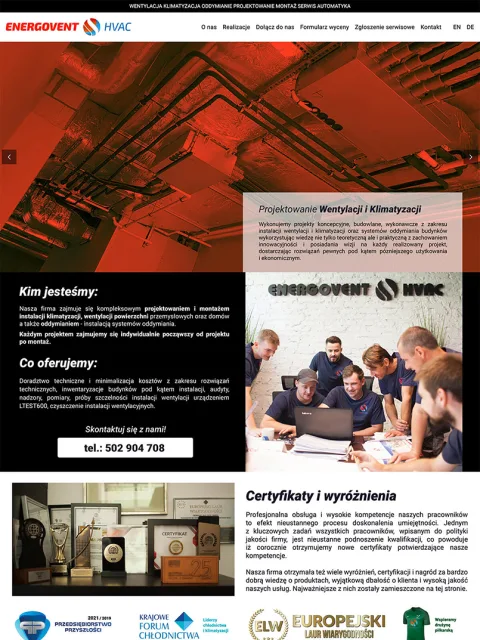 BXM project: Energovent, website preview