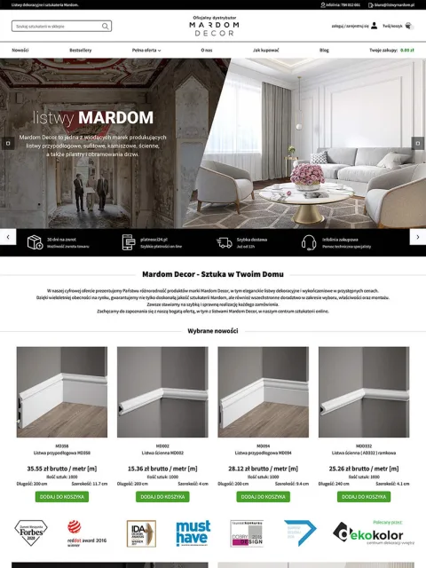 BXM project: Listwy Mardom, website preview