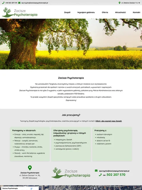 BXM project: Zacisze Psychoterapia, website preview